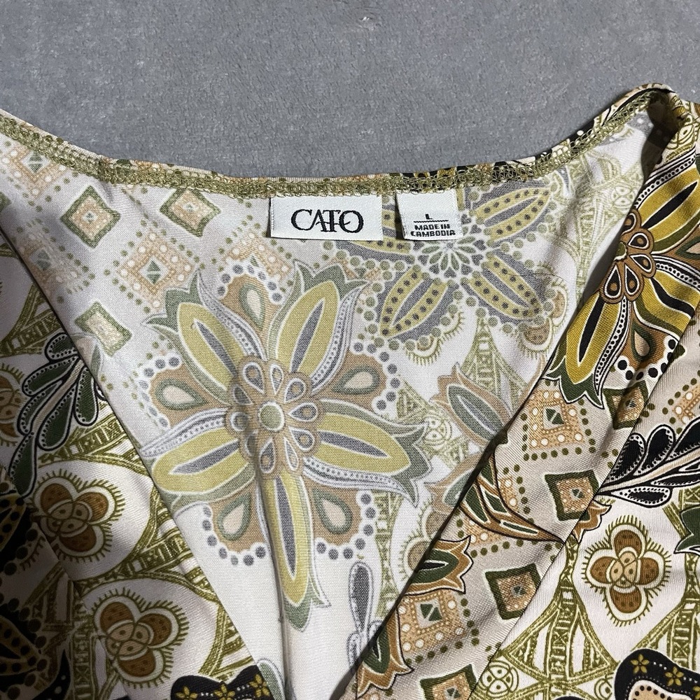 Y2K Cato Babydoll‎ Top Womens Large Floral Cottagecore Hippie Boho Bell Sleeve - Picture 2 of 6